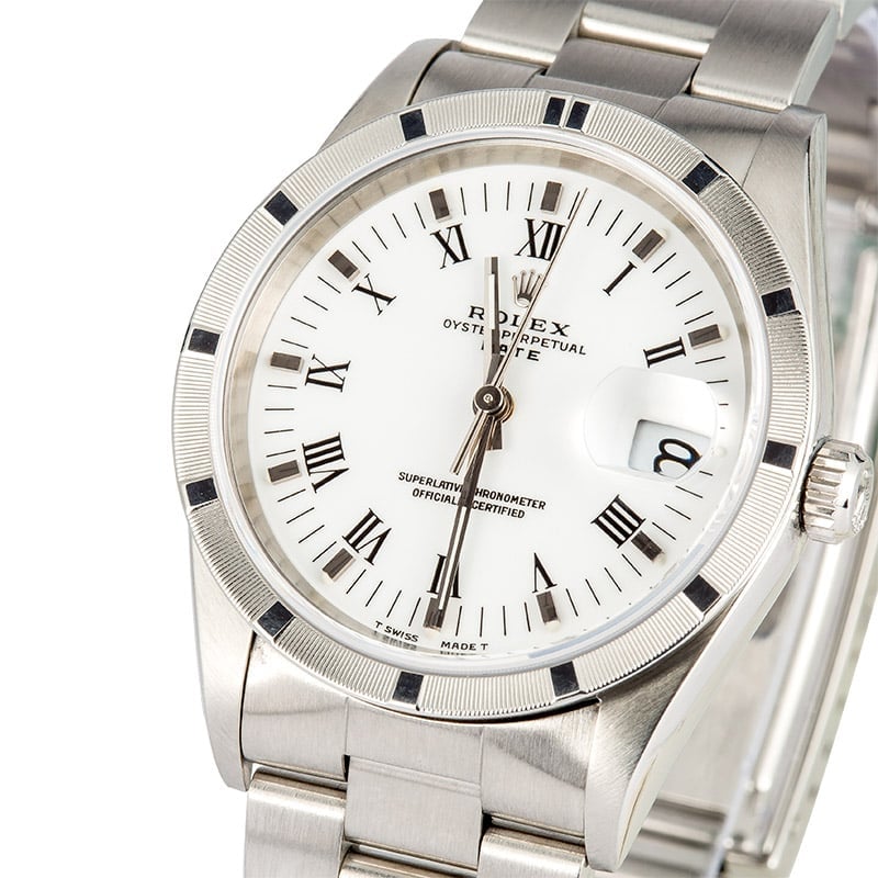 Rolex Stainless Steel Date 15210 White Dial