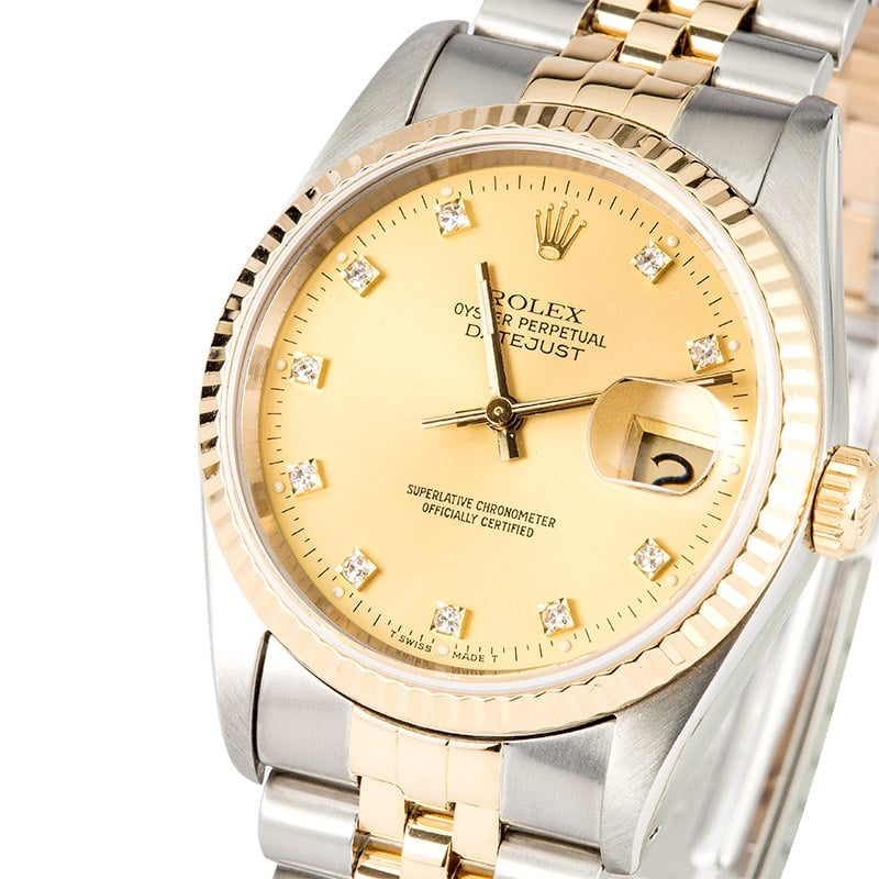 Datejust Rolex 16233 Champagne Diamond Dial