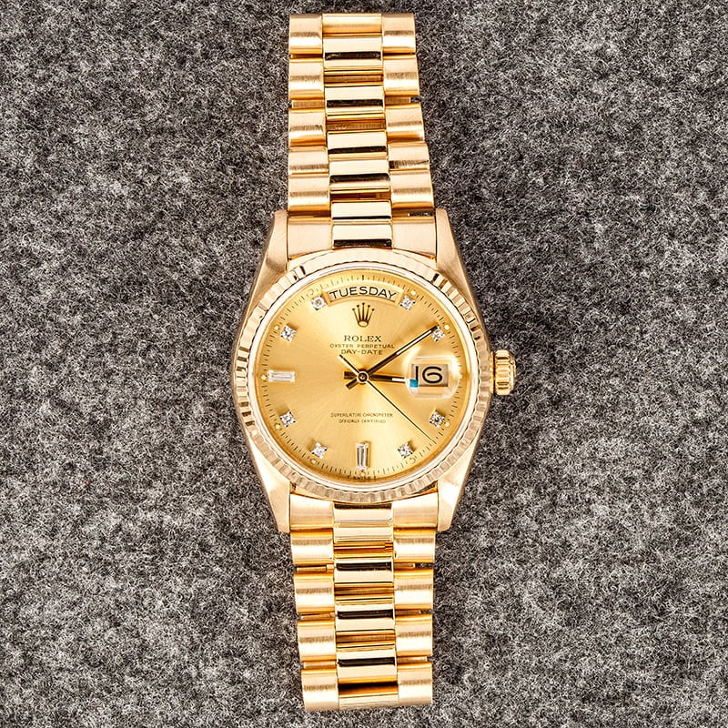 Rolex President 18038 Baguette Diamond Dial