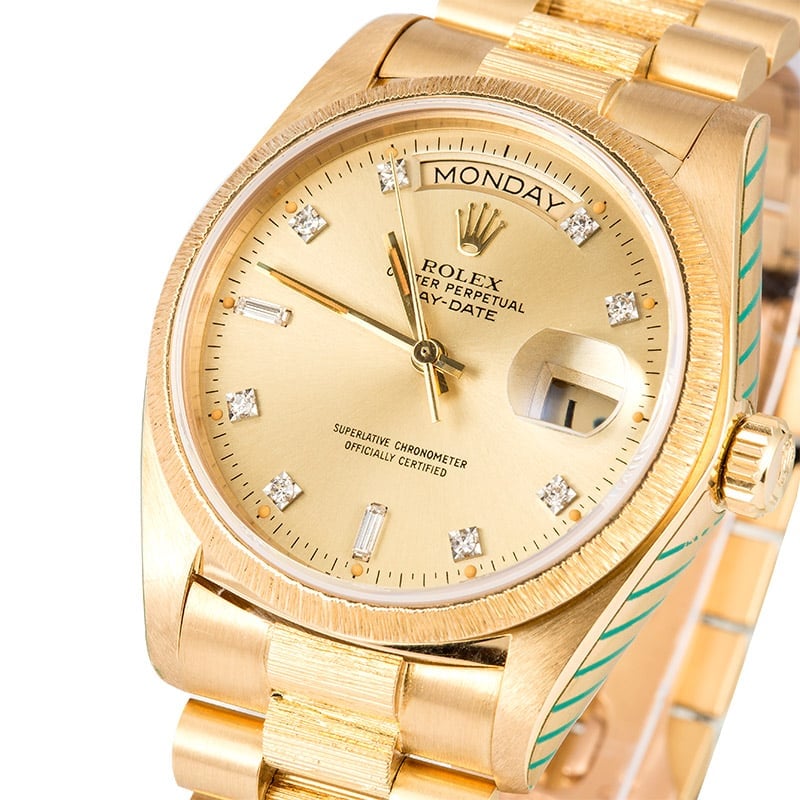 Rolex President Bark Finish 18078 Diamond Dial