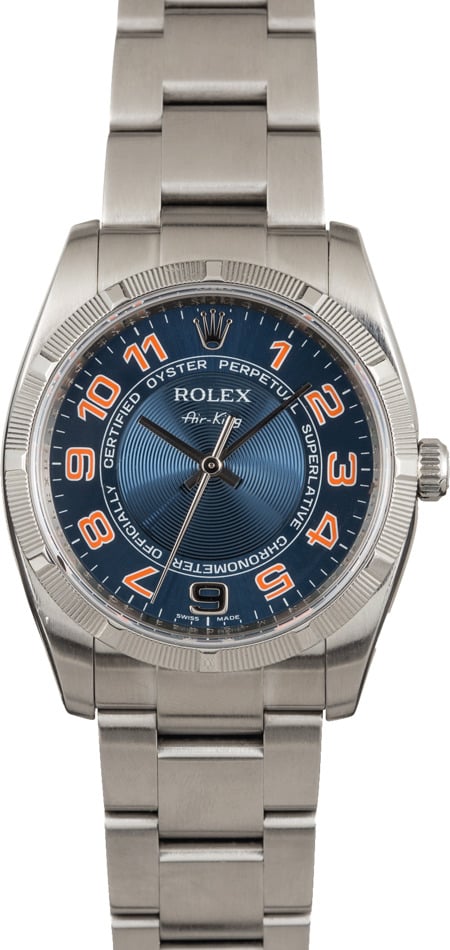 Rolex air king blue dial orange numbers cheap
