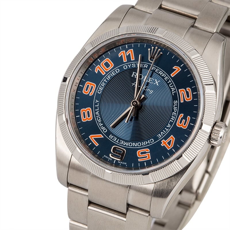 Used Rolex Air-King 114210 Blue Concentric Dial