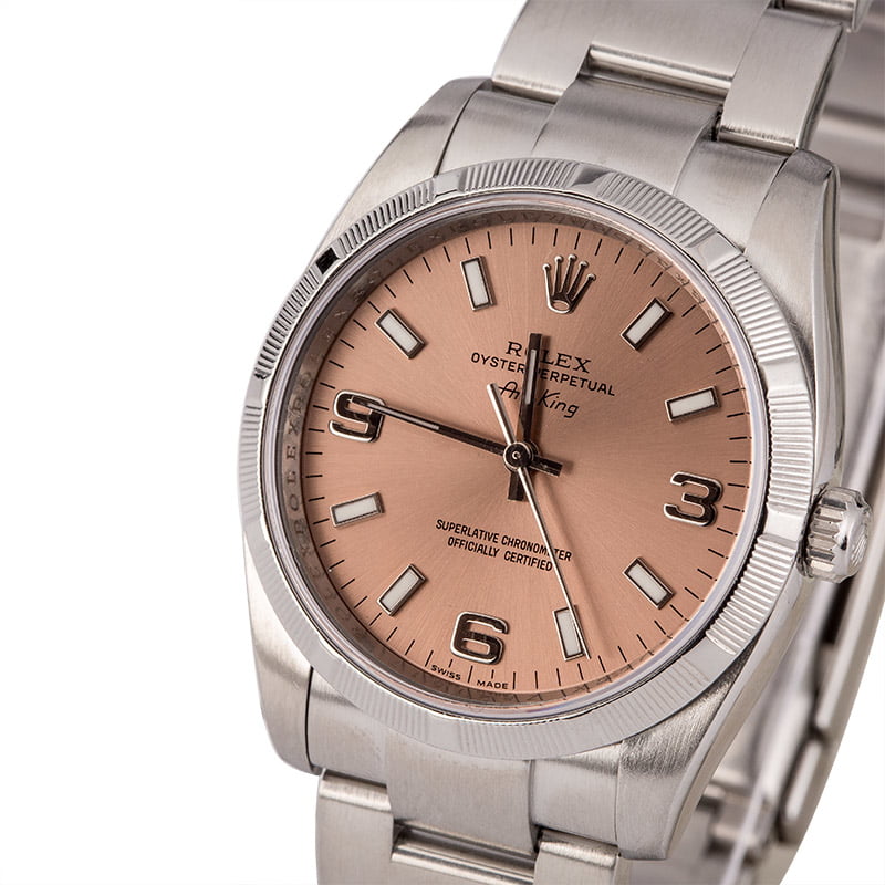 Pre-Owned Rolex Air King 114210 Pink Dial