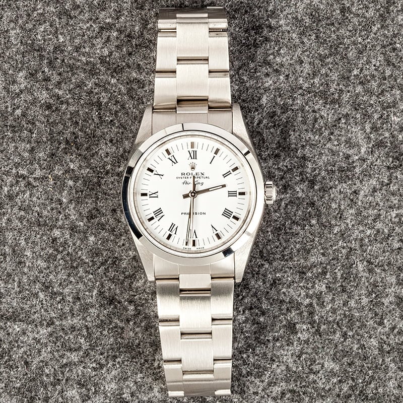 Pre-Owned Rolex Air King 14000M White Roman Dial