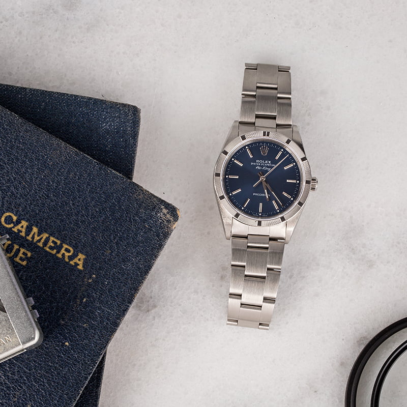 PreOwned Rolex Air-King 14010 Blue Index Dial