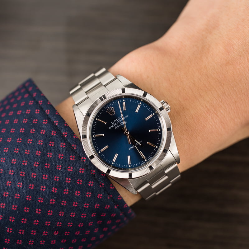 PreOwned Rolex Air-King 14010 Blue Index Dial