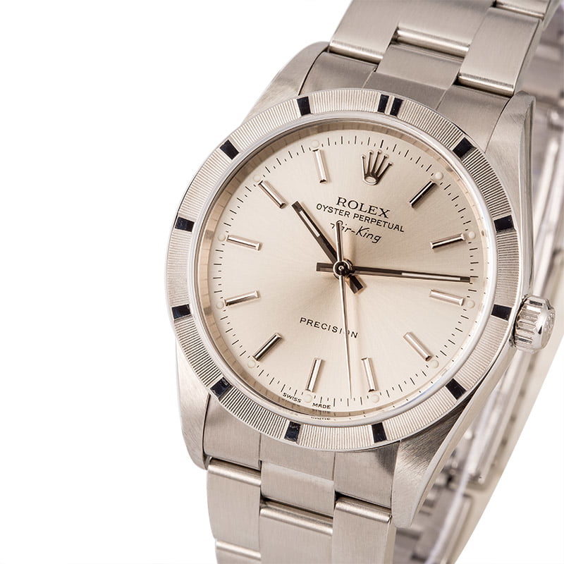 Pre Owned Rolex Air-King 14010 Silver Index Dial