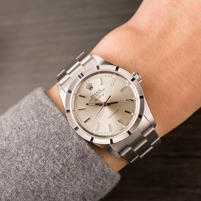 Pre Owned Rolex Air-King 14010 Silver Index Dial