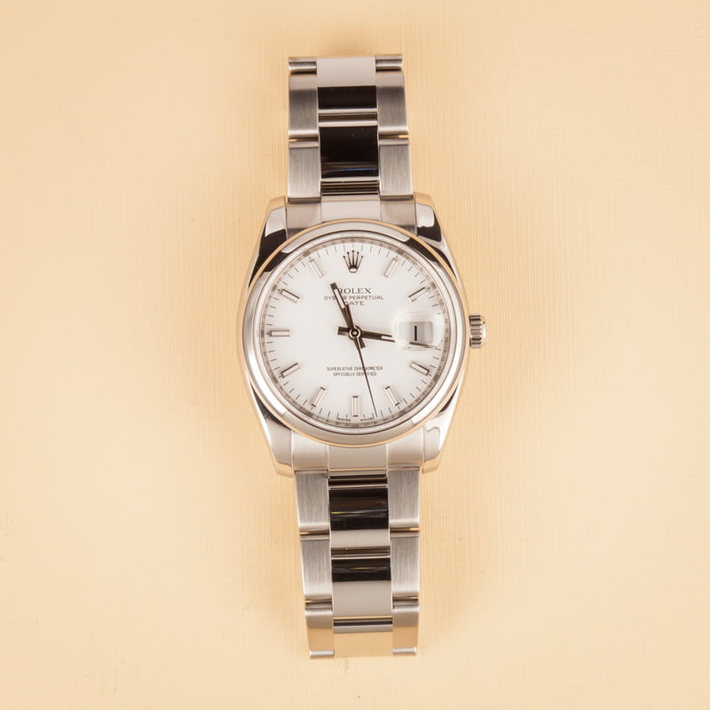 Rolex Date 115200 White Dial