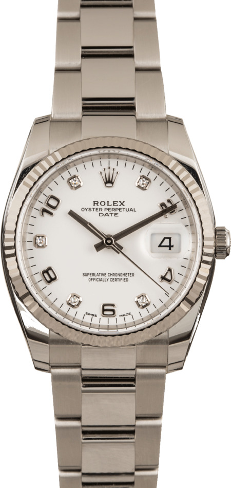 Pre-Owned Rolex Date 115234 Arabic Diamond Dial Watch