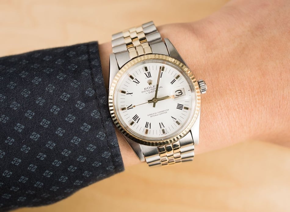 Men's Rolex Date 15000 White Roman