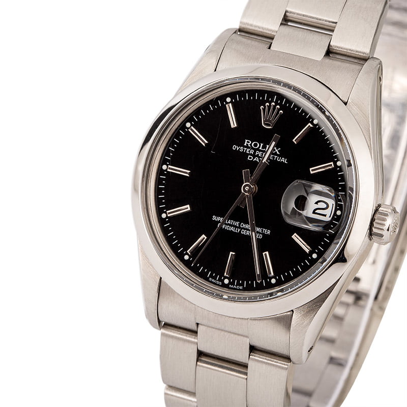 Pre Owned Rolex Date 15000 Black Dial