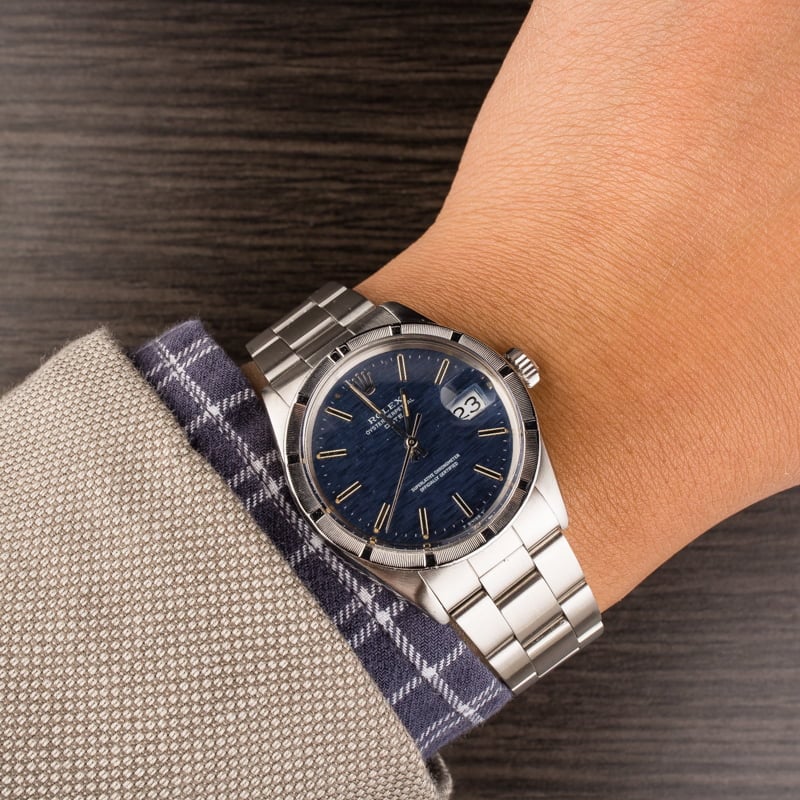 Pre-Owned Rolex Date 1501 Blue Textured Dial