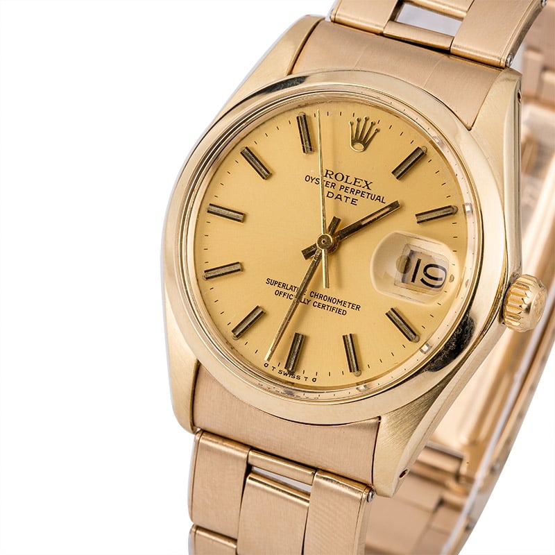 Pre Owned Rolex Date 1503 Yellow Gold Oyster Rivet
