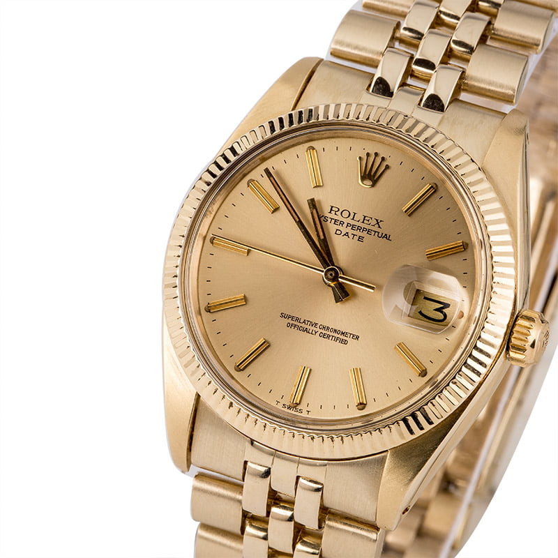 Pre-Owned Rolex Date 1503 Yellow Gold Oval Link Band