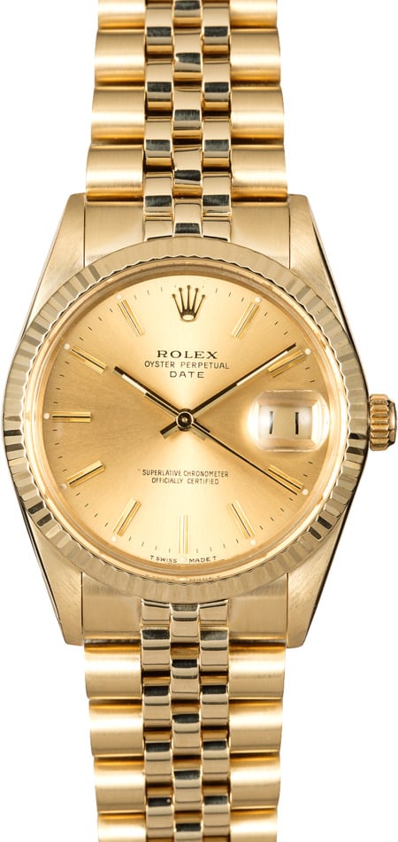 Genuine Rolex Date 15037 Yellow Gold Jubilee Bracelet