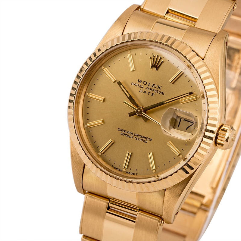 PreOwned Rolex Date 15038 Yellow Gold Oyster