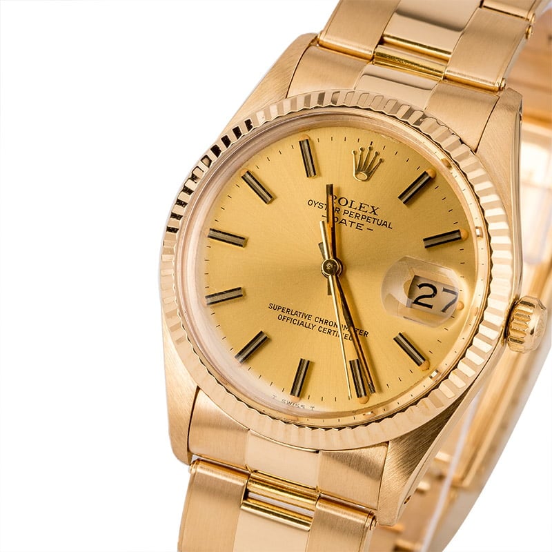 Pre Owned Rolex Date 15038 Yellow Gold Oyster