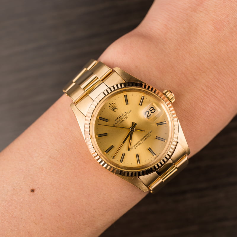 Pre Owned Rolex Date 15038 Yellow Gold Oyster