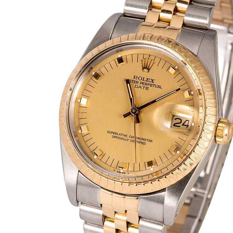 Two Tone Rolex Date 15053 Champagne Dial