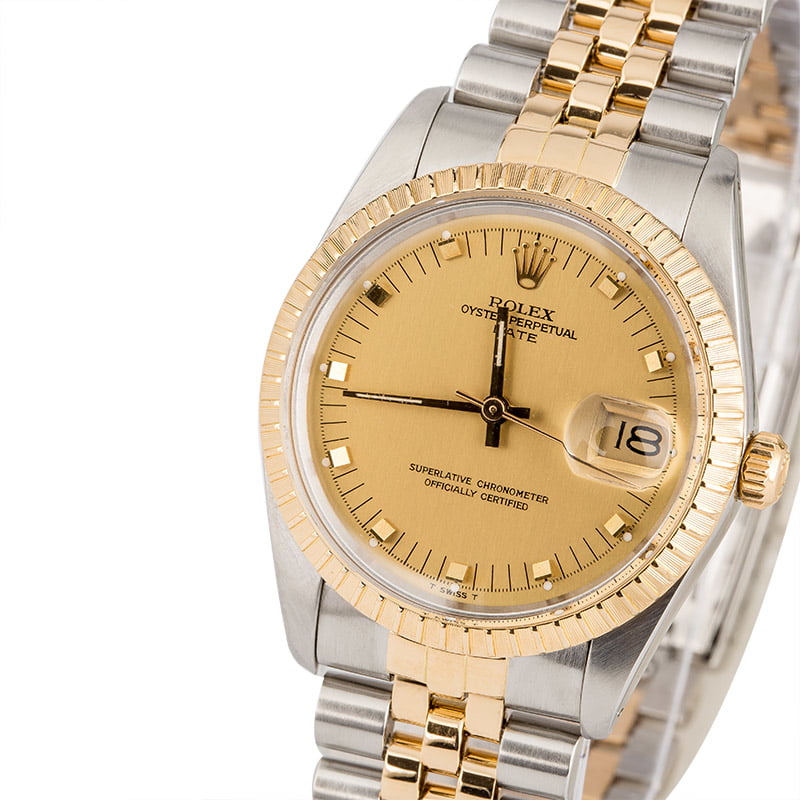 Rolex Date 15053 Champagne Doorstop Dial