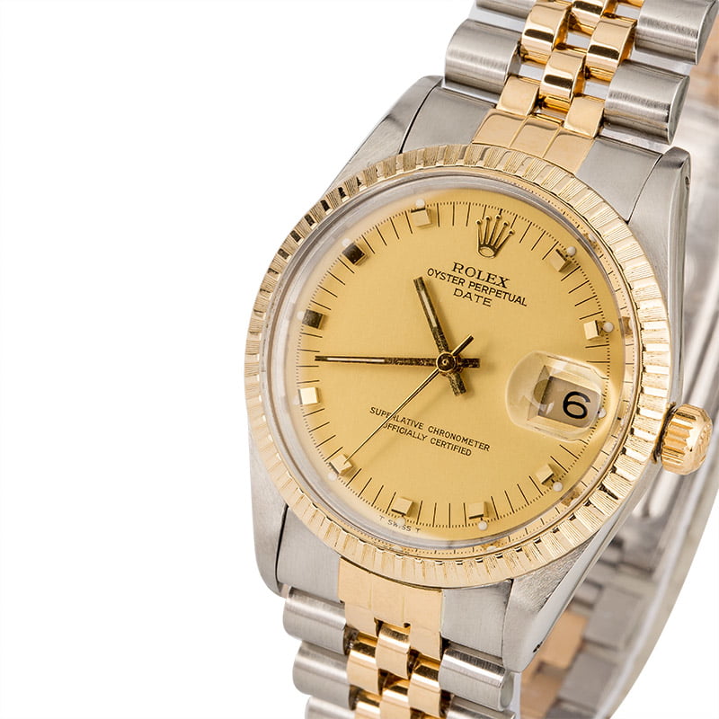 Used Rolex Date 15053 Champagne Doorstop Dial