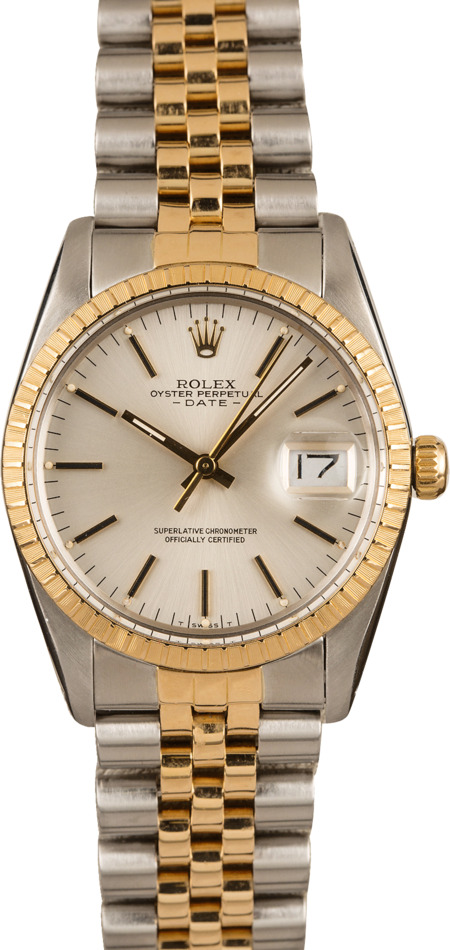 Used Rolex Two Tone Date 15053 Silver Dial