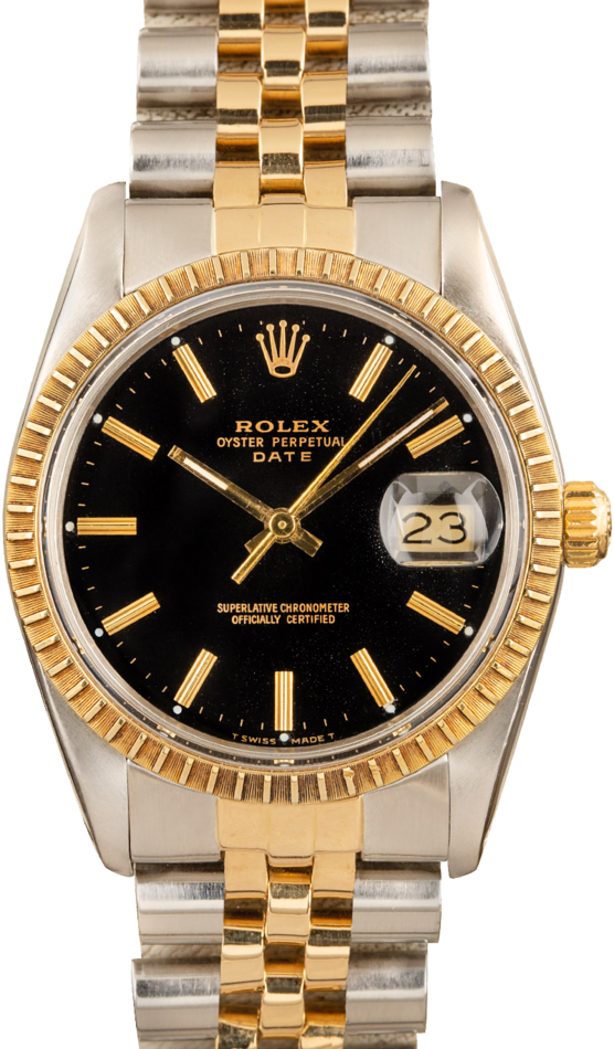 Pre-Owned Rolex Date 15053 Steel & Gold