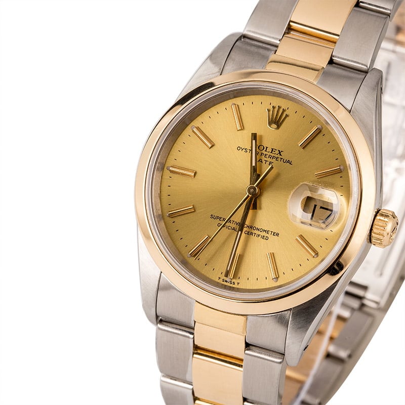 Pre Owned Rolex Two Tone Date 15203 Champagne Dial