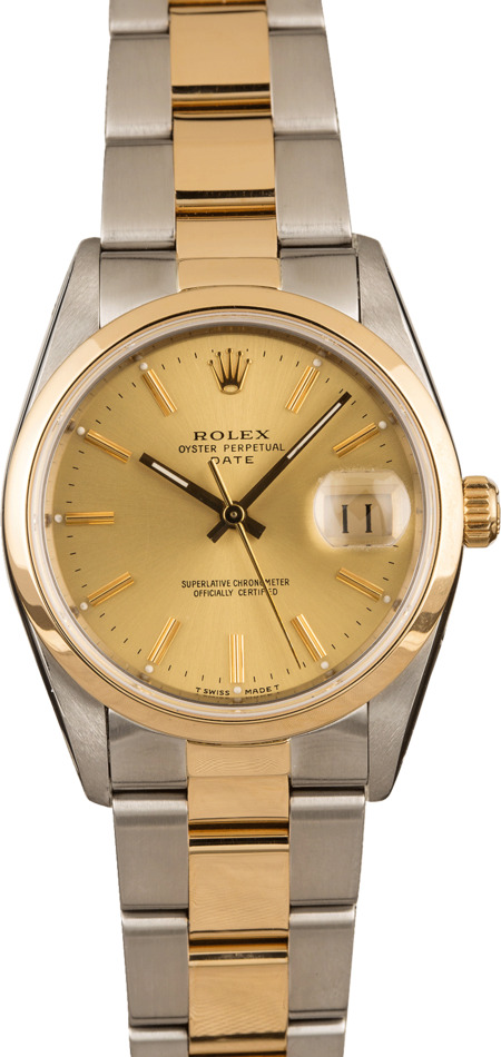 Pre Owned Rolex Date 15203 Champagne Index Dial