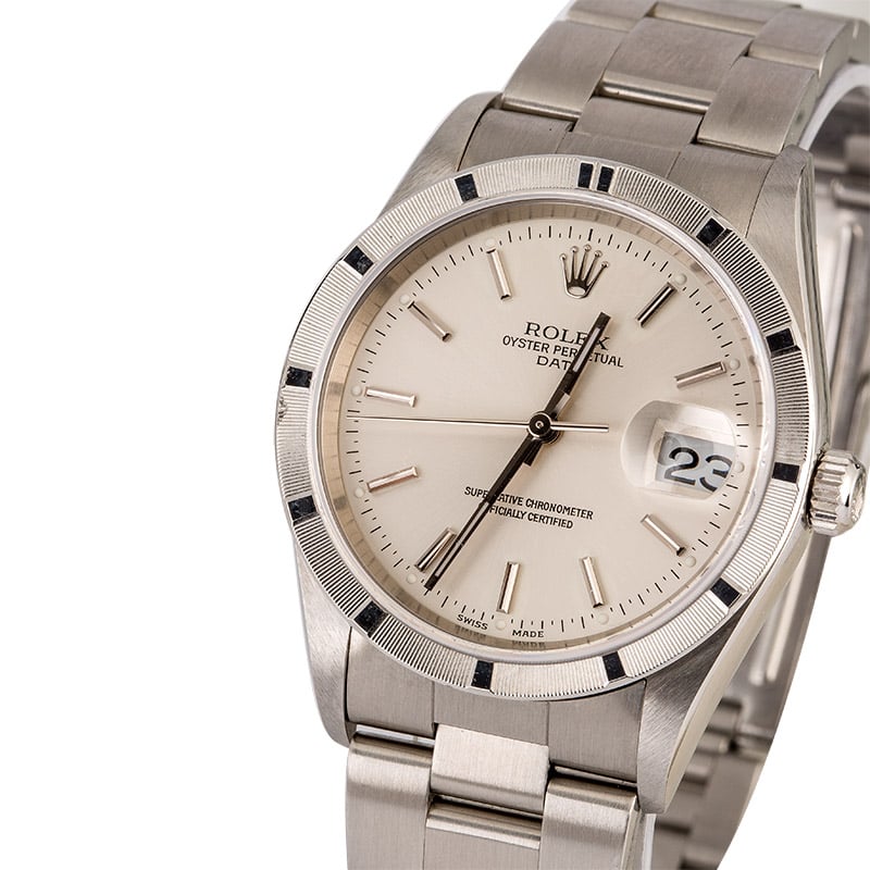 PreOwned Rolex Date 15210 Silver Dial