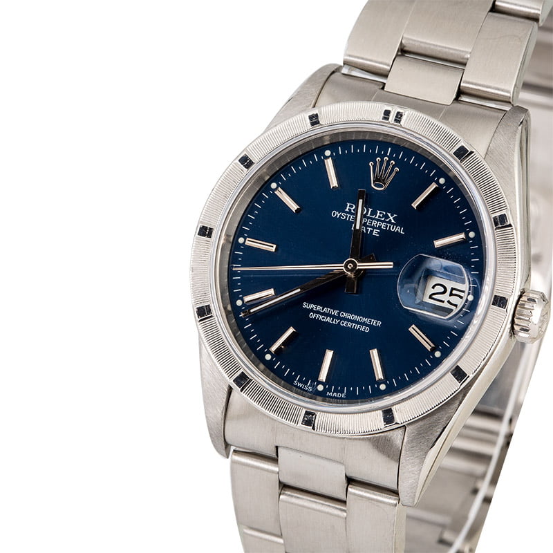 Rolex Date 15210 Blue Dial Steel Oyster