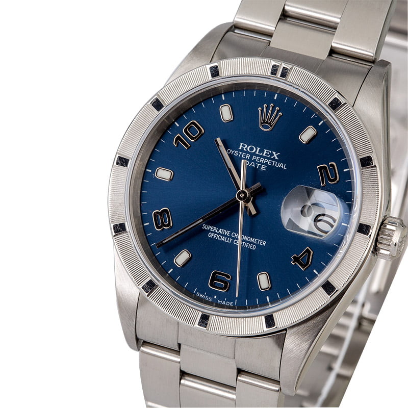 PreOwned Rolex Date 15210 Blue Arabic Dial