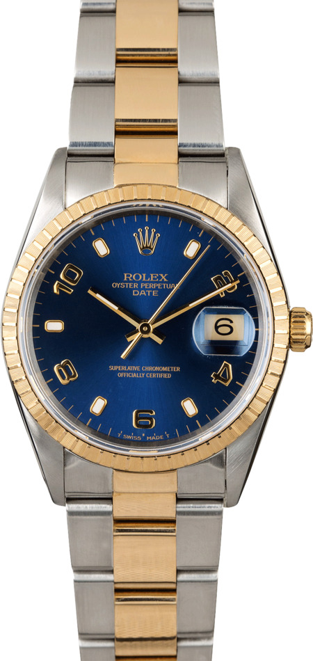 Rolex Date 15223 Blue Arabic Dial