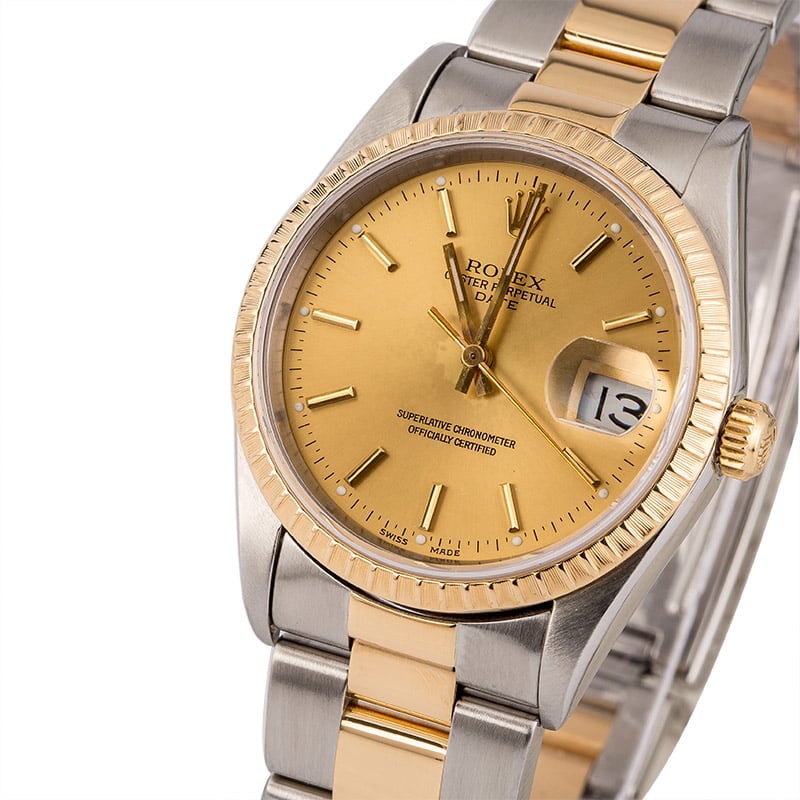 Used Rolex Oyster Perpetual Date 15223 Two Tone T