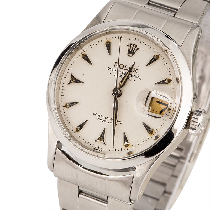 Used Rolex Date 6518 White Arrowhead Dial