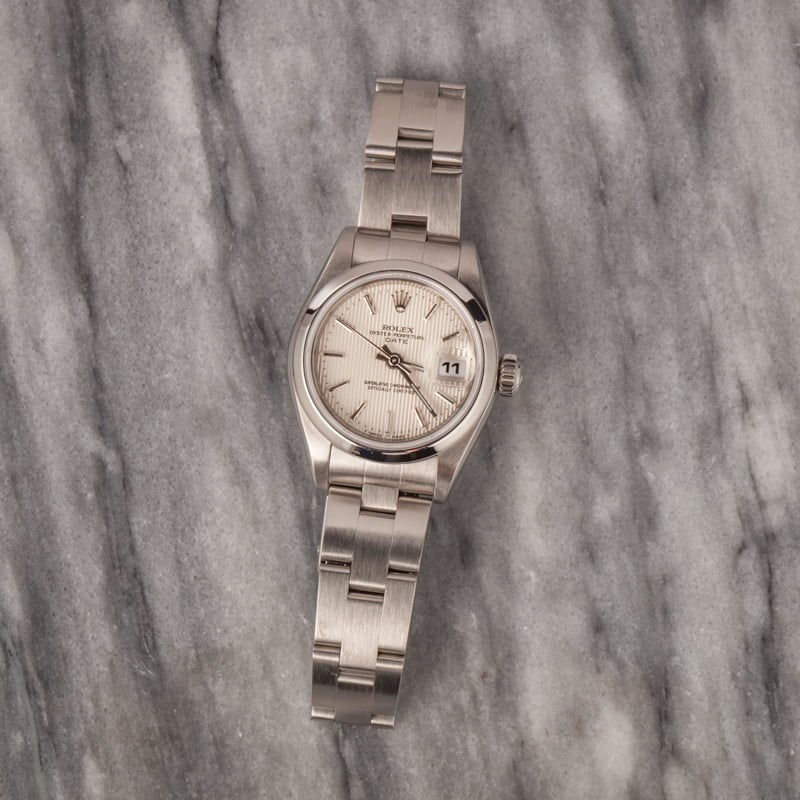 Used Rolex Date 69160 Silver Tapestry Dial