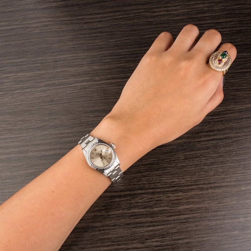 Pre Owned Rolex Date 69190 Silver Index Dial