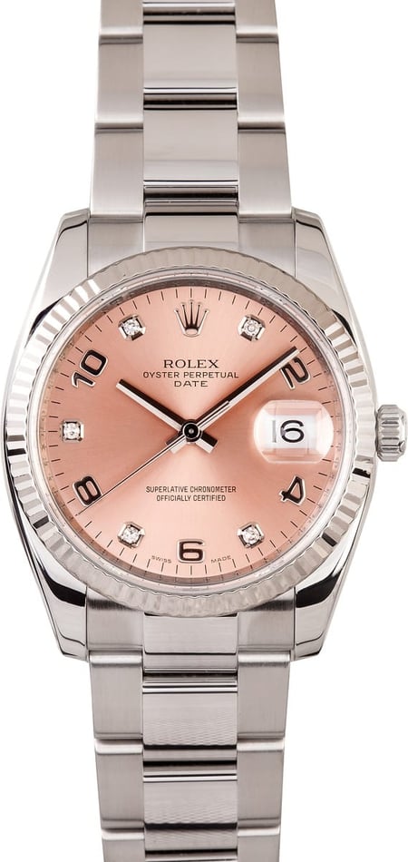 Pre-Owned Men's Rolex Date Stainless Diamond Dial 115234