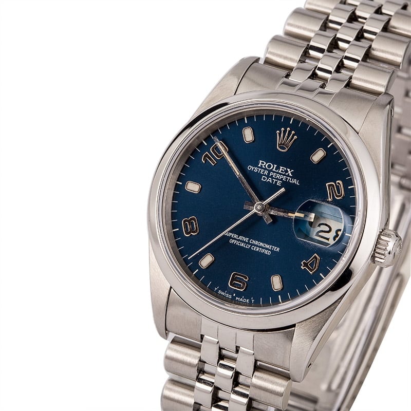 Used Rolex Date Stainless Steel 15200 Blue Arabic Dial T