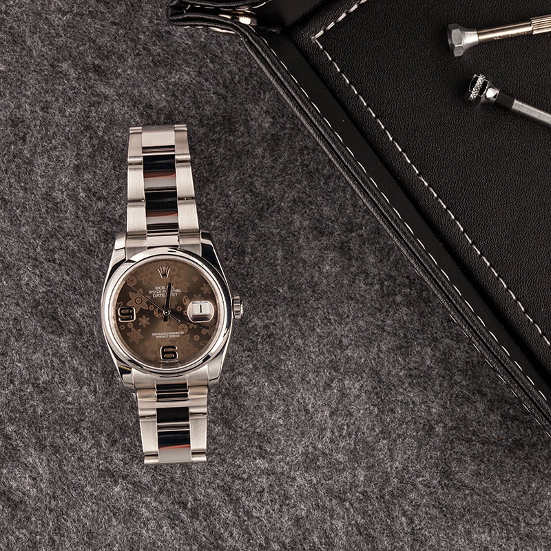 Pre-Owned Rolex Datejust 116200 Brown Floral Dial