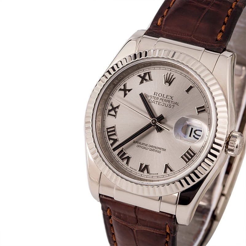 Rolex datejust on sale crocodile strap