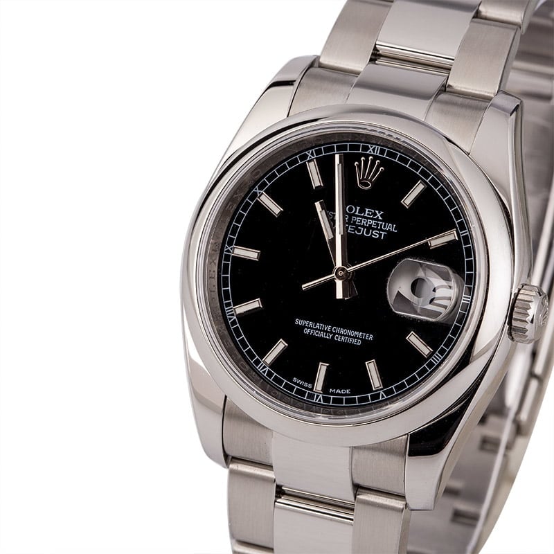 Pre-Owned Rolex Datejust 116200 Black Luminous Dial
