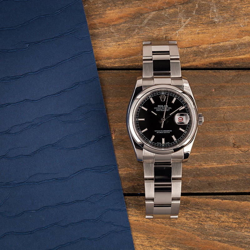 Pre-Owned Rolex Datejust 116200 Black Dial