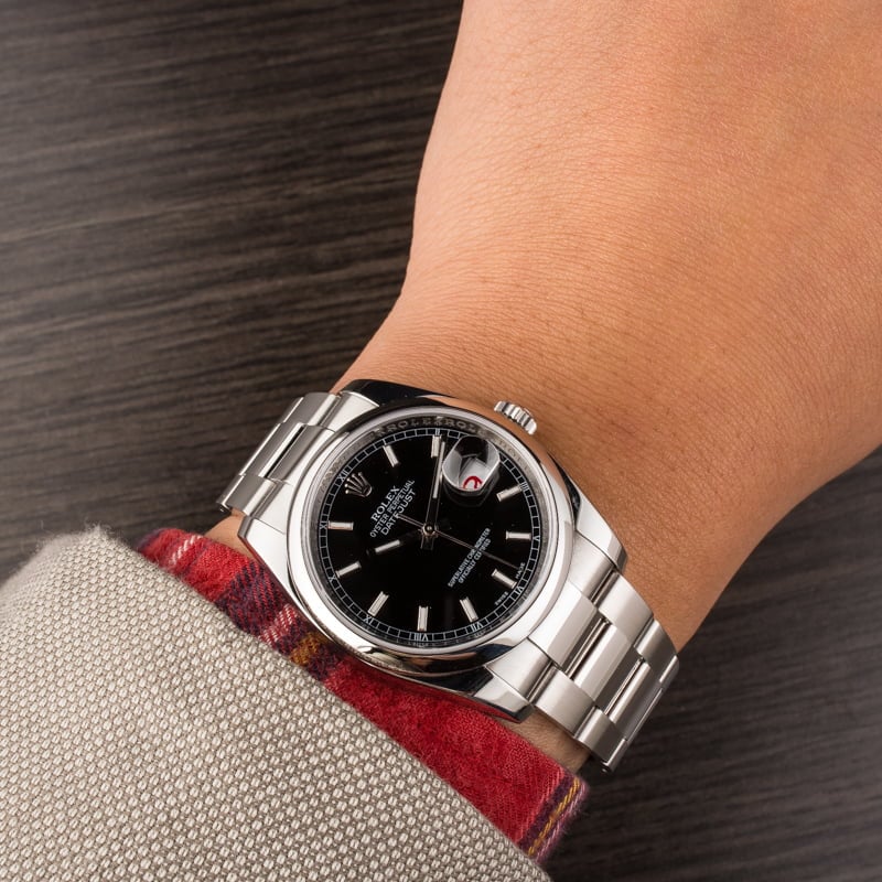 Pre-Owned Rolex Datejust 116200 Black Dial