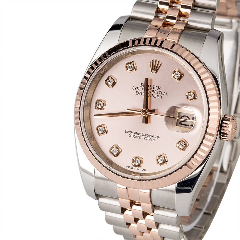 Rolex Diamond Datejust 116231 Two Tone Everose Jubilee