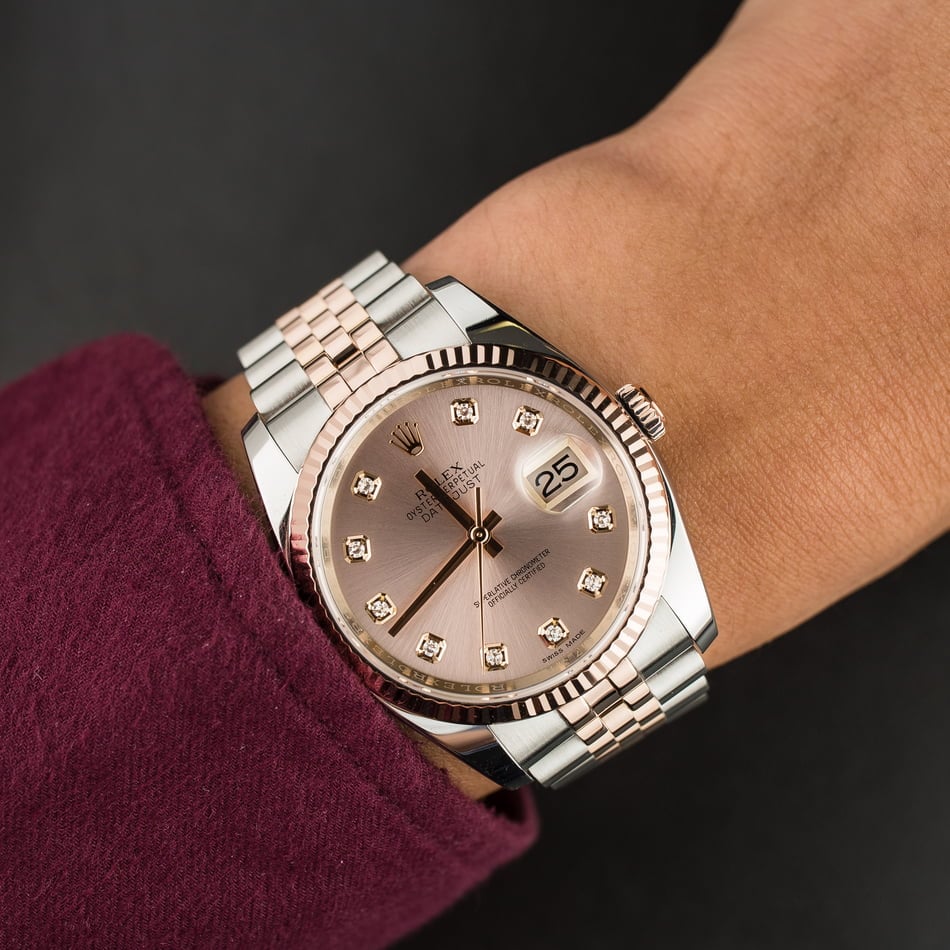 Rolex Diamond Datejust 116231 Two Tone Everose Jubilee