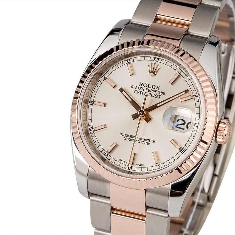 Rolex Datejust 116231 Silver Dial Two Tone Everose