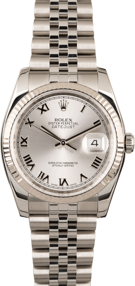 Used Rolex Datejust 116234 Rhodium Roman