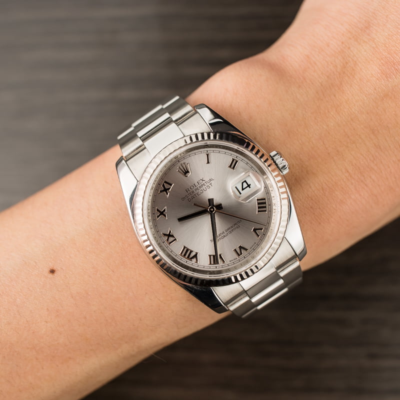 Pre-Owned Rolex Datejust 116234 Rhodium Roman Dial